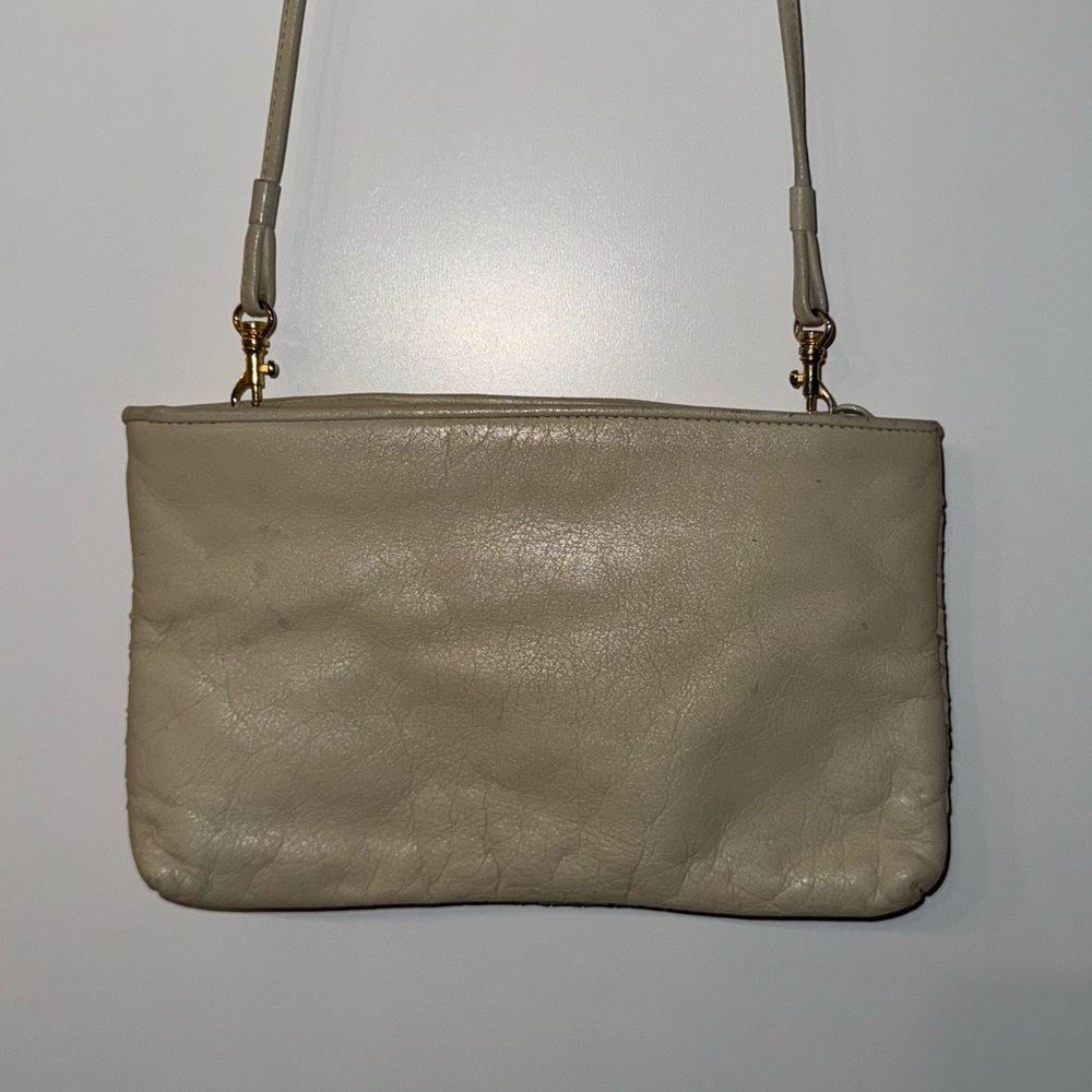 Vintage Ganson Woven Ivory Leather Crossbody - Picture 3 of 8